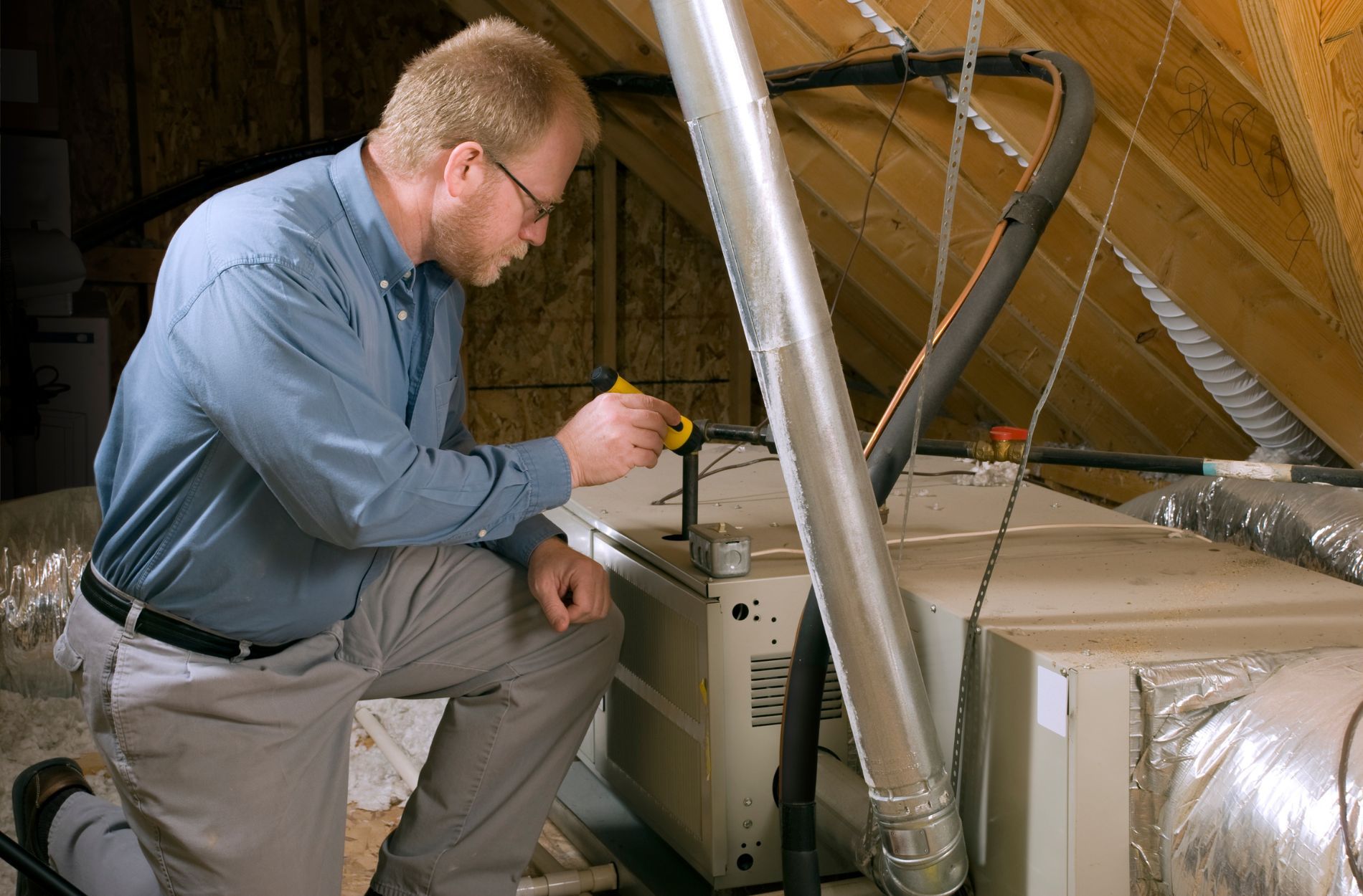 Furnace repair service technician