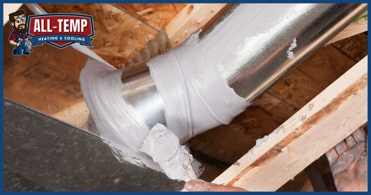 Sealing HVAC duct joint with mastic