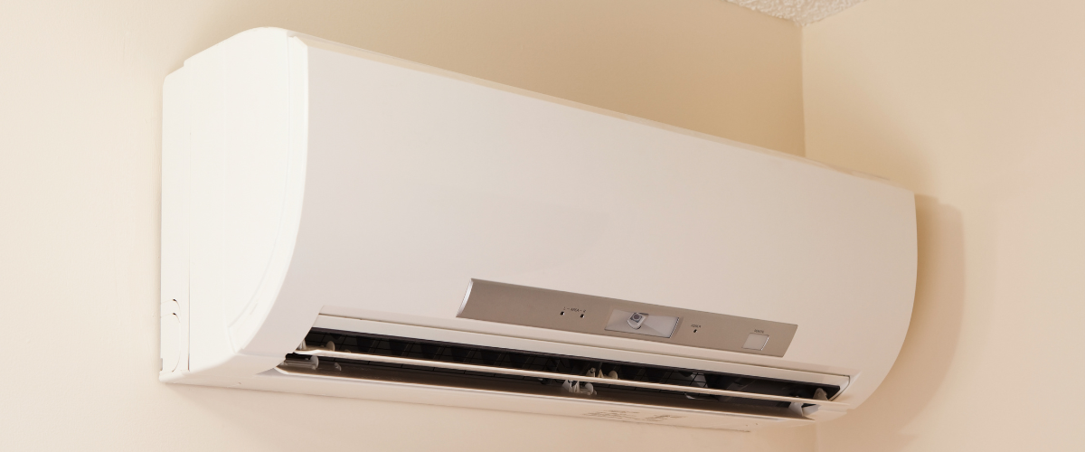 Ductless mini split installed on wall